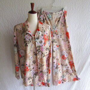 Serbin of Florida Wide leg Pants Top Overshirt Metallic 60s Vtg 3pc Ensemble M